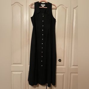 Black Jessica Howard Button Front Linen Dress